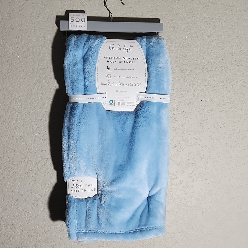 Oh So Soft Baby Blanket Heavy Weight blue Breeze Baby blanket 30 inch ×40 in NEW